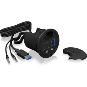 Hub USB 3.0 de embutir (Ø60mm) con 2×USB-A + 2×USB-C + audio in/out