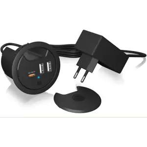 Cargador de embutir (Ø60mm) 2×USB-A + USB-C PD/QC 30W