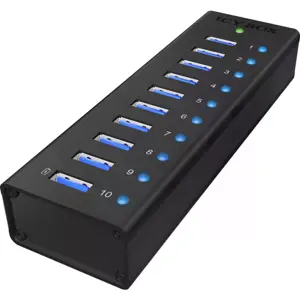 Hub USB 3.0 de 10 portas c/ porta de carregamento rápido + cabo USB-A