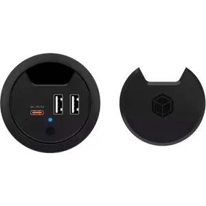 Cargador de embutir (Ø60mm) 2×USB-A + USB-C PD/QC 30W