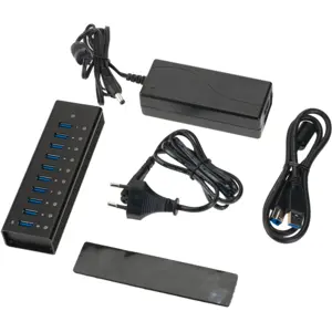 Hub USB 3.0 de 10 portas c/ porta de carregamento rápido + cabo USB-A