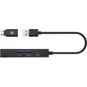 Adaptador USB-C/A 3.2 para RJ45 Gigabit Ethernet c/ HUB 2×USB-A + USB-C