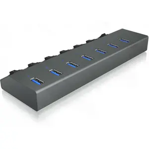 Hub USB 3.0 de 7 puertos con interruptores independientes y BC 1.2 + cable USB-A/C