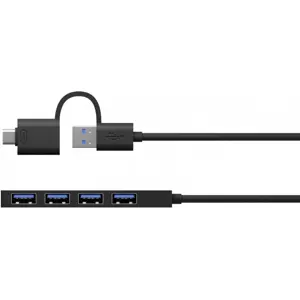 Hub USB 3.2 de 4 portas c/ cabo USB-A + adaptador USB-C