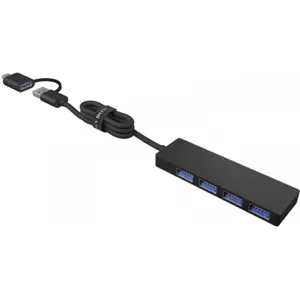 Hub USB 3.2 de 4 portas c/ cabo USB-A + adaptador USB-C