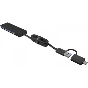 Hub USB 3.2 de 4 portas c/ cabo USB-A + adaptador USB-C