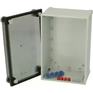 Caja plástica 300x200x170mm gris c/ tapa transparente - IP67