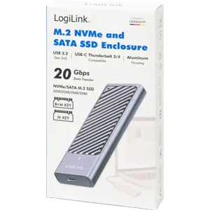 Caixa em alumínio USB-C 3.2 para Disco SSD M.2 SATA/NVMe