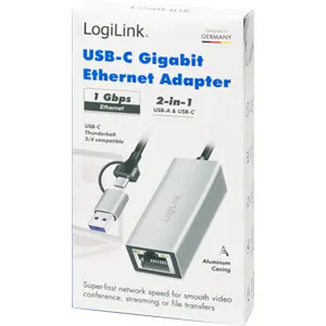 Adaptador rede Ethernet USB-A/C 3.2 - RJ45 10/100/1000Mbps