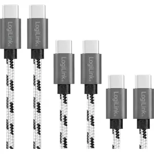 Conjunto de 3 cabos USB-C ➝ USB-C 2.0 10W - 0.5m + 1m + 2m