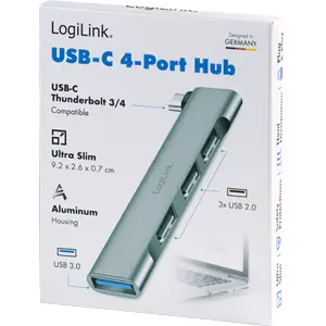 HUB USB-C 18W Ultra-Slim c/ 4 portas (1x USB 3.0 + 3x USB 2.0)