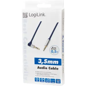 Cable Jack 3.5mm estéreo macho-macho 90º [Gold Plated] - 0.5m