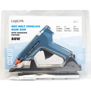 Pistola de cola quente 80W (Ø11mm) sem fios c/ base de aquecimento