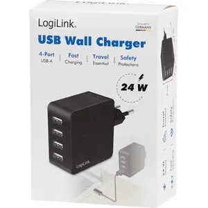 Carregador 4xUSB-A 4.8A 24W - Preto