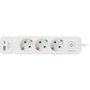 Bloco de 3 tomadas c/ USB-A + USB-C + interruptor - cabo (3x1.5mm²) 1.5m