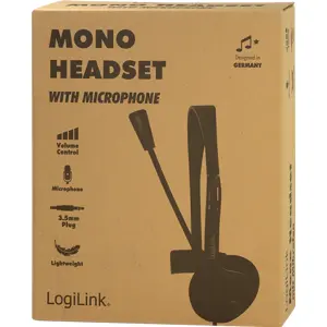 Auscultador headset mono c/ microfone + controlo volume - Jack3.5mm (4Pin)