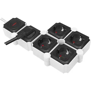 Bloco de 5 tomadas flexível c/ interruptor - cabo (3x1.5mm²) 1.5m