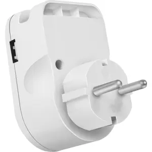 Tomada Schuko pass-through c/ Suporte de telemóvel + USB-A + USB-C