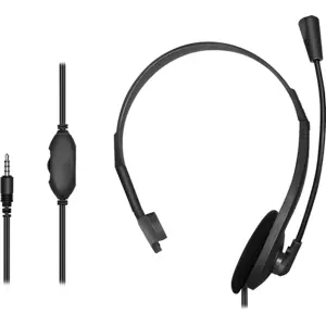 Auscultador headset mono c/ microfone + controlo volume - Jack3.5mm (4Pin)