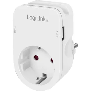 Tomada Schuko pass-through c/ Suporte de telemóvel + 2xUSB-A