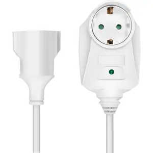 Extensión Schuko con ficha de paso + protección contra sobretensión (3G 1.5mm2) - blanco - 3m