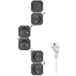 Bloco de 5 tomadas flexível c/ interruptor - cabo (3x1.5mm²) 1.5m