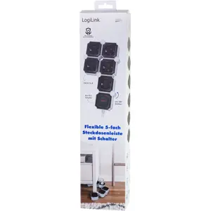 Bloco de 5 tomadas flexível c/ interruptor - cabo (3x1.5mm²) 1.5m