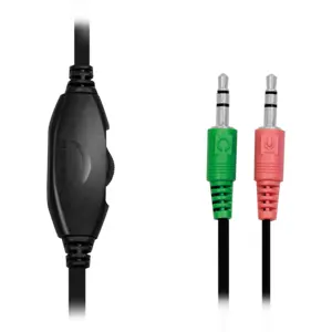 Auscultador headset stereo c/ microfone + controlo volume - 2x Jack3.5mm