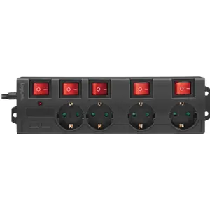 Bloco de 4 tomadas c/ interruptor geral + individuais - cabo (3x1.5mm²) 1.5m