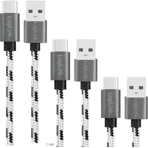Conjunto de 3 cabos USB-A ➝ USB-C 2.0 10W - 0.5m + 1m + 2m