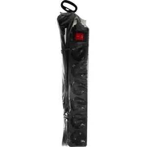 Bloco de 6 tomadas c/ interruptor - Preto - cabo (3x1.5mm²) 1.5m