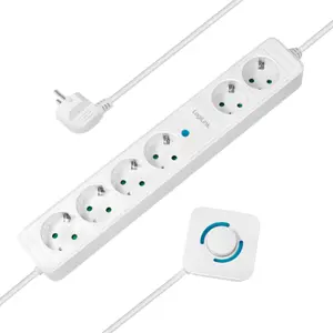 Bloco de 2+4 tomadas c/ interruptor de pé - Branco - cabo (3x1.5mm²) 1.5m