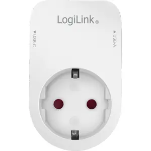 Tomada Schuko pass-through c/ Suporte de telemóvel + USB-A + USB-C