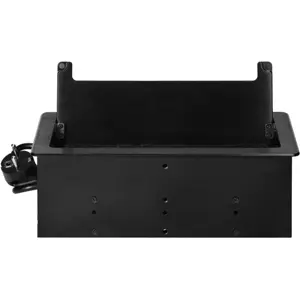 Bloco de tomadas de encastrar c/ tampa e escova anti-pó 2x Schuko + USB-A/C + 2xRJ45 - cabo de 1.5m - Preto