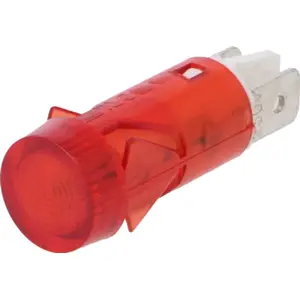 Indicador com lâmpada de neon 230VAC Ø12mm c/ terminais - vermelho