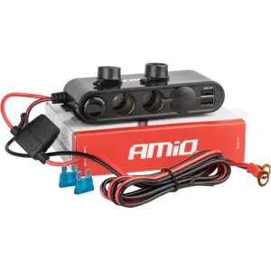 Distribuidor de isqueiro 12/24VDC de 3 saídas c/ voltímetro + 4x USBs - (ligação direta à bateria)
