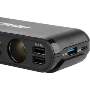 Distribuidor de isqueiro 12/24VDC de 3 saídas c/ voltímetro + 4x USBs - (ligação direta à bateria)