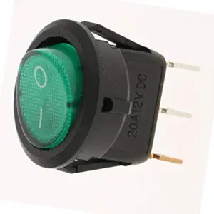 Interruptor basculante redondo 2 posições estáveis - ON-OFF - 12Vdc 20A (3 pinos) - luminoso Verde 12V