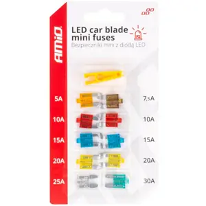 Conjunto de 10 Fusiveis Auto MINI (11.9mm) c/ LED indicador de estado