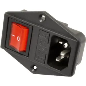 Ficha IEC 60320 / C14 (macho) 3pin 10A de painel com interruptor + fusível