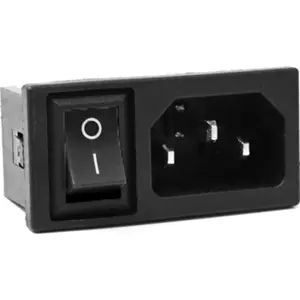 Ficha IEC C14 (macho) 3pin 10A de painel c/ interruptor