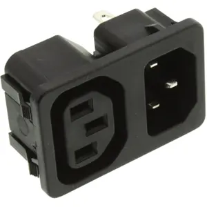 Ficha IEC C14 (macho) + C13 (fêmea) 3pin 10A painel