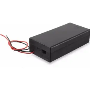 Suporte de pilhas 2x18650 - caixa fechada c/ fios + interruptor