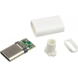 Ficha USB-C Macho para soldar em cabo - Branco