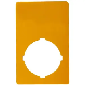 Placa de identificação retangular amarela para botão de emergência