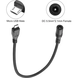 Cable adaptador DC Hembra Ø5.5x2.1mm ↔ Mini-USB - 0.15m