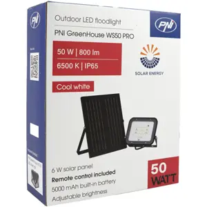 Projetor LED Slim Solar 6W 6500K (branco frio) 800lm c/ comando - IP65