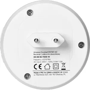 Campainha sem fios 230Vac com 60 melodias - alcance 300m - IP55