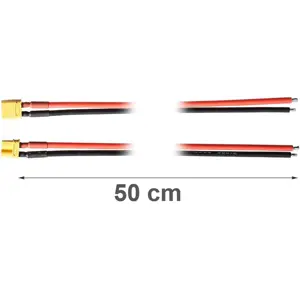Conjunto de 2 cables con conector XT30 en una extremidad (Macho + Hembra) - 16AWG 50cm