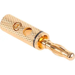 Ficha banana macho 4mm estreada metálica dourada parafuso - preta